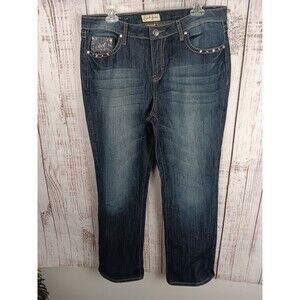 Earl Jeans Denim Women’s Size 14 Blue Bootcut Button Zip Pockets Stretch